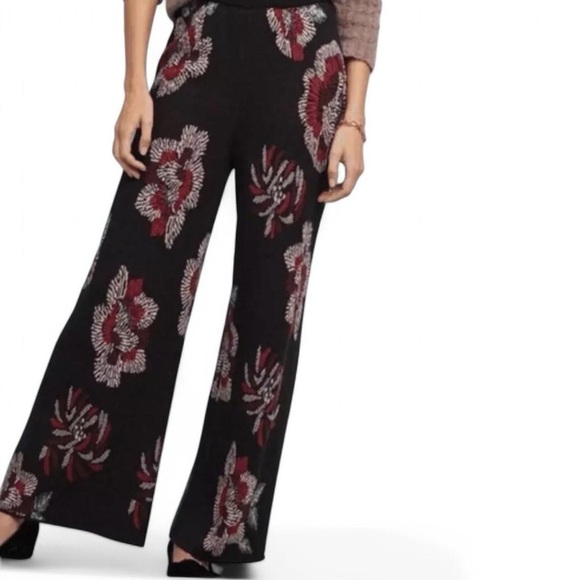 NWT Anthropologie Laia Floral Knit Wide Leg Sweater Pants | Small Petite - Picture 1 of 8